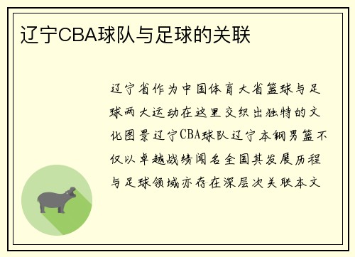 辽宁CBA球队与足球的关联